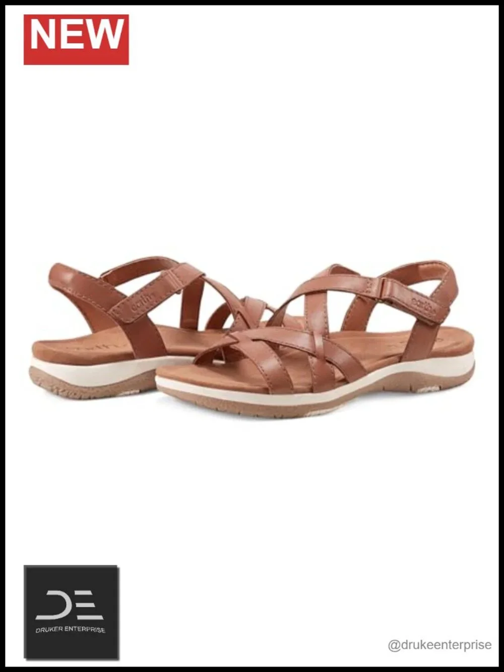 Earth Sterling Athletic Sandals Leather Open Toe Hook & Loop